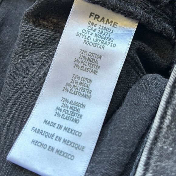 Frame Denim Le Sylvie Slender Straight Leg High Rise Jeans in Acid Washed Black - Picture 4 of 7